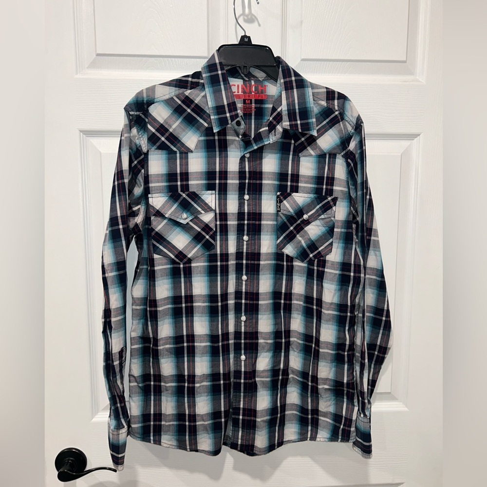 Cinch Modern Fit Pearl Snap Western Shirt Mens‎ Medium Plaid